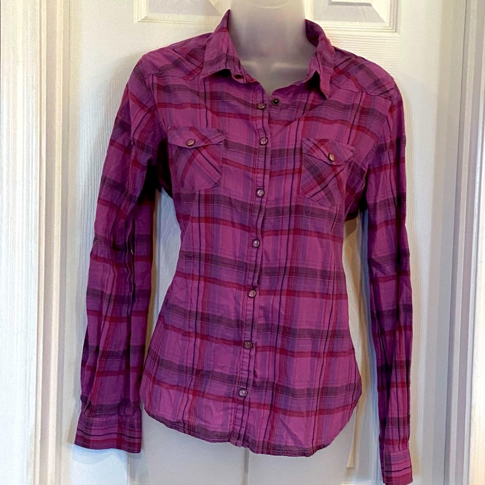 Mossimo Supply Co Purple Plaid Button Up Shirt